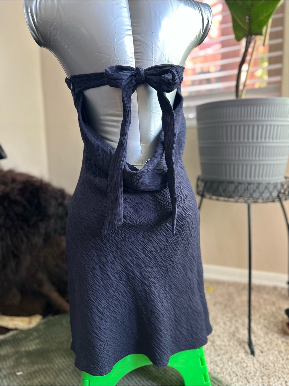 Hello Molly Navy Back-Tie Mini Slip Dress